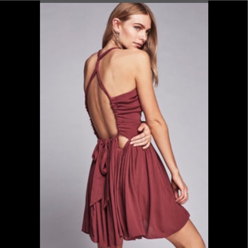 Free People M Maroon Backless Dress